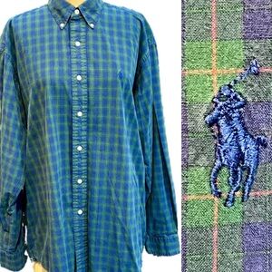 Ralph Lauren Blake 100% two ply cotton blackwatch tartan plaid button down shirt
